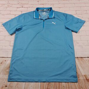 Puma Golf Zip Up Polo Medium Blue